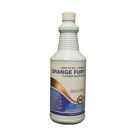 Warsaw Chemical Orange Fury, Foaming Cleaner Degreaser with natural orange solvents, Citrus Scent, 1-Quart, 12PK 22114-0000012